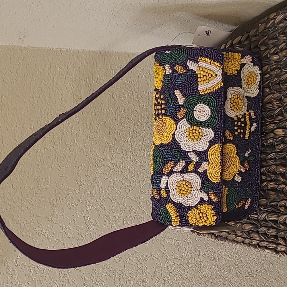 Floral Beaded Shoulder Bag